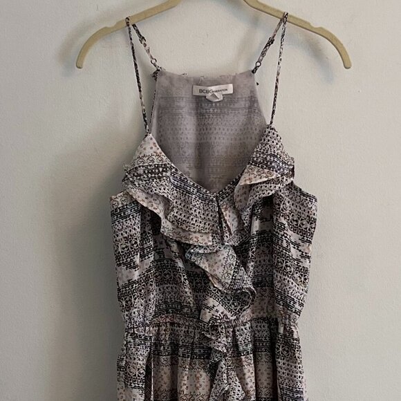 BCBGeneration Ruffled Sleeveless Mini Summer Dress - Tribal Print- Size S - Picture 3 of 8